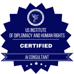 US Institute of Diplomacy and Human Rights Certified AI Consultant badge
